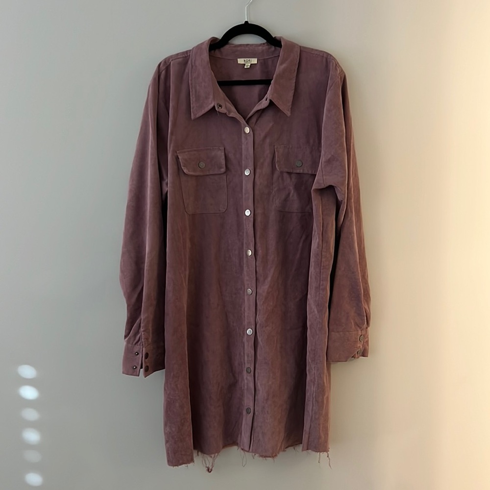 Dusty Purple Corduroy button down dress